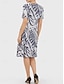 Χαμηλού Κόστους Print Φορέματα-Γυναικεία Γεωμετρικό Στάμπα Στρογγυλή Ψηλή Λαιμόκοψη Μίντι φόρεμα Κοντομάνικο Καλοκαίρι