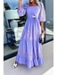 cheap Plain Dresses-Women&#039;s White Lace Wedding Dress Maxi Dress with Sleeve Elegant V Neck Half Sleeve White Pink Purple Color