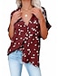 abordables Blusas y camisas de mujer-Mujer Camisa Blusa Estrella Diario Vacaciones Botón Estampado Rosa Manga Corta Casual Cuello Camisero Primavera verano