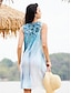 cheap Print Dresses-Women&#039;s Tank Dress Ombre Floral Print Split Neck Mini Dress Daily Vacation Sleeveless Summer Spring