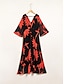 voordelige casual jurkje met print-Maxi-jurk met blad- en bloemenprint van chiffon met v-hals