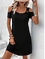 olcso sima ruhák-Női Fekete ruha Mini ruha Kivágott Elegáns Alkalmi V-alakú Rövid ujjú Fekete Arcpír rózsaszín Szín