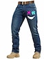 preiswerte Bedruckte Jeans für Herren-Jeans für Herren mit Smiley-Print, mittlere Taille, Skinny Fit, dehnbare Slim-Fit-Jeans, konisch zulaufendes Bein, modische Jeanshose