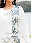 ieftine Tricouri Damă-Pentru femei Tricou Floral Concediu Sfârșit de săptămână Imprimeu Alb Manșon Lung De Bază Rotund Toamna iarna