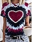 preiswerte T-Shirts für Damen-Damen T Shirt 100% Baumwolle Farbverlauf Herz Liebe Täglich Stilvoll Kurzarm Rundhalsausschnitt Wein Sommer