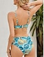 billige Bikinisæt-Dame Badetøj Bikini 2 stk badedragt Blade V-strop Mode Strand Tøj Badedragter