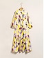 זול הדפס שמלת קז&#039;ואל-שמלת מקסי בהדפסה בצבע סאטן בצבע בלוק