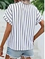 preiswerte T-Shirts für Damen-Damen T Shirt Gestreift Täglich Ausgehen Bedruckt Marineblau Kurzarm Stilvoll V Ausschnitt Sommer