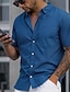 tanie męska koszula zapinana na guziki-Męskie Koszula Zapinana na guziki koszula Codzienna koszula Dżinsowy niebieski Krótki rękaw Równina Wieczorne Codzienny Urlop Przednia kieszeń Odzież Moda Codzienny Wygodny