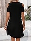 Χαμηλού Κόστους απλά φορέματα-Γυναικεία Μαύρο φόρεμα Μίνι φόρεμα Με κοψίματα Κομψό Καθημερινό Λαιμόκοψη V Κοντομάνικο Μαύρο Ανθισμένο Ροζ Χρώμα