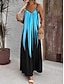 Χαμηλού Κόστους Print Φορέματα-Γυναικεία Φόρεμα για τον ήλιο Σλιπ Φόρεμα Ombre Στάμπα Λεπτές Τιράντες Μακρύ φόρεμα Στυλάτο Διακοπές Αμάνικο Καλοκαίρι
