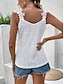 Χαμηλού Κόστους Γυναικεία Αμάνικα &amp; Καμισόλες-Γυναικεία Δαντελένιο πουκάμισο Αμάνικη Μπλούζα Δαντέλα Αμάνικο Λαιμόκοψη V Λευκό Καλοκαίρι