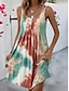 cheap Print Dresses-Women&#039;s Tank Dress Tie Dye Shift Dress Pleated U Neck Mini Dress Stylish Boho Vacation Beach Sleeveless Summer