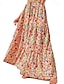 abordables Faldas maxi-Mujer Falda Línea A Columpio Maxi Faldas Estampado Floral Festivos Vacaciones Verano Poliéster Casual Boho Rosa