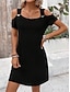 tanie proste sukienki-Damskie Czarna sukienka Sukienka mini Z wycięciem Elegancja Codzienny W serek Krótki rękaw Czarny Rumiany róż Kolor