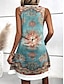 Χαμηλού Κόστους Print Φορέματα-Γυναικεία Λαιμόκοψη U Μίνι φόρεμα Αμάνικο Καλοκαίρι