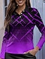 preiswerte Designer-Kollektion-Damen poloshirt Purpur Langarm Sonnenschutz Shirt Herbst Winter Damen-Golfkleidung, Kleidung, Outfits, Kleidung