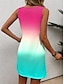 cheap Print Dresses-Women&#039;s Sundress Tank Dress Ombre Color Gradient Print Crew Neck Mini Dress Stylish Vacation Sleeveless Summer
