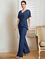 cheap Mother of the Bride Dresses-Two Piece Jumpsuit / Pantsuit Mother of the Bride Dress  Wedding Guest Elegant Vintage Party Jewel Neck V Neck Floor Length Chiffon Short Sleeve Half Sleeve with Sash / Ribbon Ruched Beading 2024