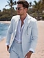 cheap Suits-Seersucker Pink Sky Blue Men&#039;s Beach Wedding Suits Solid Colored 2 Piece Standard Fit Single Breasted Two-buttons 2024