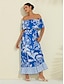 cheap Print Casual Dress-Floral Ruffle Off Shoulder Maxi Dress