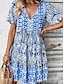 cheap Print Dresses-Women&#039;s Casual Dress Floral Print V Neck Mini Dress Boho Daily Vacation Short Sleeve Summer