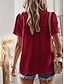 baratos Tops básicos de mulher-Camisa Social Blusa Mulheres Branco Rosa Vermelho Tecido Renda Ilhó Rua Diário Básico Moderno Decote Redondo Normal S