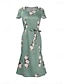 cheap Print Dresses-Women&#039;s Chiffon Floral Ruffle Print Crew Neck Midi Dress Party Sleeveless Summer