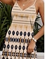 olcso Mintás ruhák-Női Grafika Nyomtatott V-alakú Mini ruha Ujjatlan Nyár
