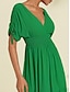 billige uformell kjole-kvinners chiffon grønn grime v-hals tie tilbake smock maxi kjole