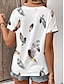 billige T-skjorter til kvinner-Dame T skjorte Grafisk Daglig Hvit Kortermet Mote V-hals Sommer