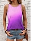 cheap Tank Tops &amp; Camis-Women&#039;s Tank Top Vest Ombre Color Gradient Vacation Print Blue Sleeveless Ethnic Crew Neck Summer