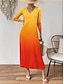 cheap Print Dresses-Women&#039;s Casual Dress Ombre Print V Neck Maxi Dress Tropical Vacation Short Sleeve Summer
