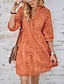 cheap Plain Dresses-Women&#039;s White Lace Dress with Sleeves Mini Dress Lace Embroidered Work Date Vacation Basic Ethnic V Neck White Blue Orange Color