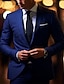 preiswerte Anzüge-Schwarz Burgunderrot Blau Herren Hochzeit Anzüge Suits Einfarbig 2-teiliges Set Täglich Geschäftlich Übergrössen Einreiher - 2 Knöpfe 2024