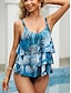 cheap Tankinis-Women&#039;s Swimwear Tankini 2 Piece Swimsuit Leaves Tropical Fashion Bathing Suits