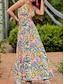 Χαμηλού Κόστους Print Φορέματα-Γυναικεία Καθημερινό φόρεμα Φόρεμα σε γραμμή Α Σλιπ Φόρεμα Φλοράλ Φύλλο Στάμπα Τιράντες Μακρύ Φόρεμα Μάξι Φόρεμα Χαβανέζα Μπόχο Καθημερινά Διακοπές Αμάνικο Καλοκαίρι