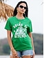 Χαμηλού Κόστους Γυναικεία T-Shirts-Γυναικεία Μπλουζάκι Βαμβάκι Τριφύλλι Γράμμα Πάρτι Ημέρα του Αγίου Πατρικίου Αργίες Στάμπα Μαύρο Κοντομάνικο Κλασσικό Αστείος Στρογγυλή Λαιμόκοψη Irish Shirt St. Patrick&#039;s Day T-Shirt for Women St