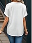 levne Dámská trička-Dámské Tričko Proužky Tisk Denní Módní Krátký rukáv Do V Bílá Léto