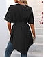cheap Basic Women&#039;s Tops-Shirt Blouse Women&#039;s Black Yellow Fuchsia Plain Asymetric Hem Street Daily Fashion Round Neck Regular Fit S