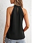 זול חולצות ומכנסיים לנשים-בגדי ריקוד נשים חולצה פרחוני דפוס יומי וינטאג&#039; ללא שרוולים צוואר הלטר שחור קיץ