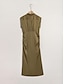 halpa rento mekko-naisten tencel armygreen hihaton paitamekko, midi-mekko