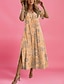 Χαμηλού Κόστους Print Φορέματα-Γυναικεία Φόρεμα Paisley Καθημερινό φόρεμα Λαχούρι Σκίσιμο Στάμπα Στρογγυλή Ψηλή Λαιμόκοψη Μακρύ φόρεμα Etnic Διακοπές Κοντομάνικο Καλοκαίρι