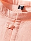 halpa Puuvilla-pellavapaita-Miesten Paita pellava paita Puuvillainen pellava paita Button Up paita Rento paita Musta Valkoinen Punastuvan vaaleanpunainen Pitkähihainen Tavallinen Stand-kaula-aukko Kevät kesä Kausaliteetti