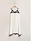 voordelige vrijetijdskleding-Witte maxi-jurk voor dames, satijnen kleurblok vakantiejurk met v-hals