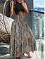 cheap Maxi Skirts-Women&#039;s Skirt A Line Swing Maxi Skirts Print Floral Paisley Holiday Vacation Summer Polyester Vintage Boho Black-White Black Red Navy Blue