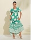 ieftine rochie casual cu imprimeu-rochie maxi cu curea geometrică cu buline din satin