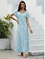 Χαμηλού Κόστους Print Φορέματα-Γυναικεία Καθημερινό φόρεμα Κοντομάνικο φόρεμα Γεωμετρικό Σκίσιμο Στάμπα Στρογγυλή Ψηλή Λαιμόκοψη Μακρύ Φόρεμα Μάξι Φόρεμα Ημερομηνία Κοντομάνικο Καλοκαίρι