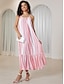 Χαμηλού Κόστους Print Φορέματα-Γυναικεία Γεωμετρικό Τιράντες Μακρύ φόρεμα Αμάνικο Καλοκαίρι