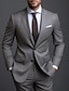 cheap Suits-Gray Men&#039;s Wedding Suits Solid Colored 2 Piece Daily Business Plus Size Single Breasted Two-buttons 2024